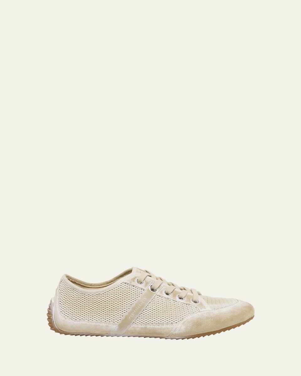 Slim Mesh and Leather Low-Top Sneakers